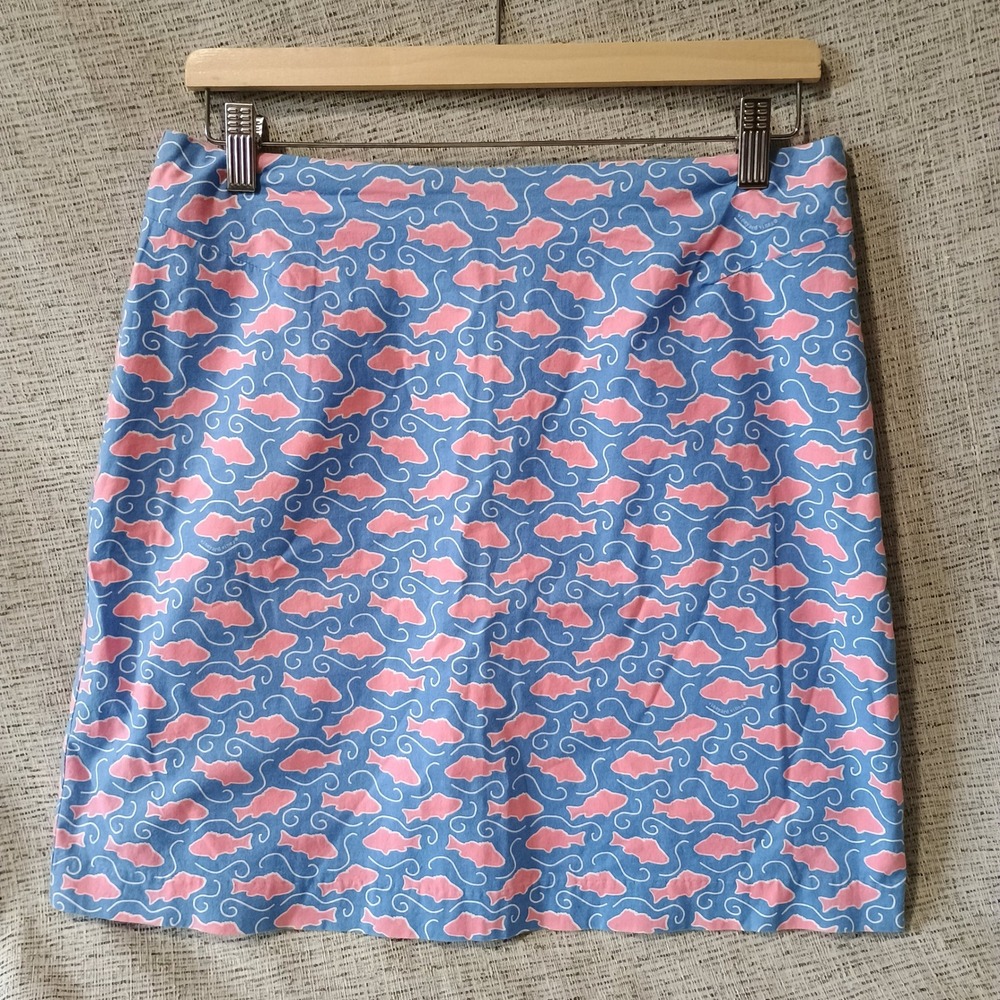 Vineyard Vines Womens Blue Pink Fish Print A-Line Mini Skirt Size 6 (see notes)